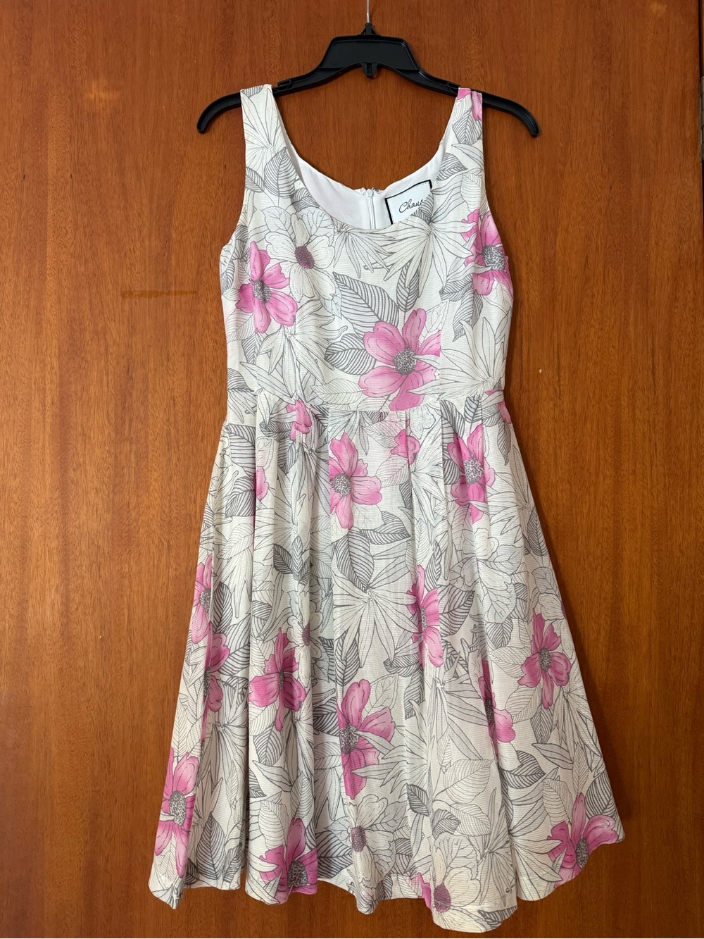 Chaus Cream Dress with Pink Floral Print